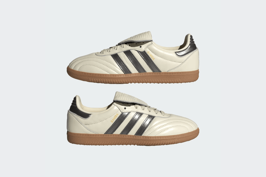 Vista na caixa do Adidas Adidas Samba LT Cream White Black Gum mostrando embalagem original da marca