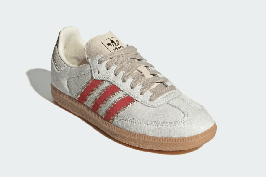 Tênis Adidas Samba OG Pony Hair Wonder Beige Better Scarlet Branco - Adidas - JS3935 - 1