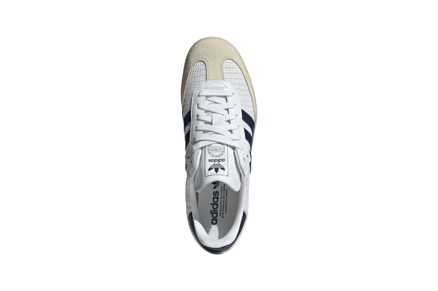 Vista na caixa do Adidas Adidas Samba OG White Night Indigo mostrando embalagem original da marca
