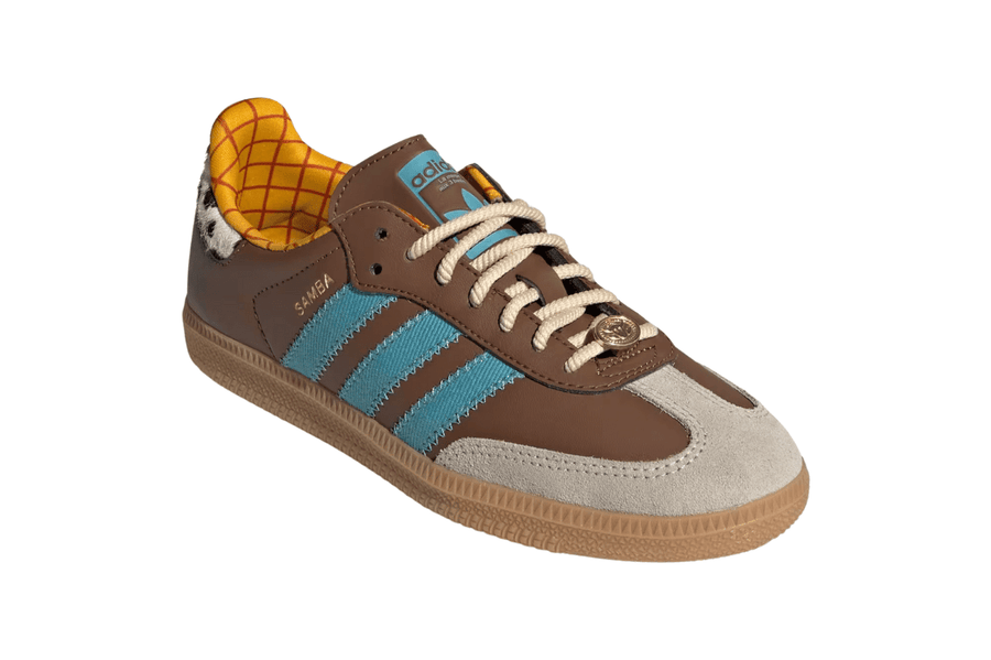 Vista do solado do Adidas Adidas Samba OG x Disney Pixar Toy Story mostrando padrão de tração e tecnologia de amortecimento