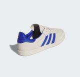 Vista traseira do Adidas adidas Samba x Humanrace Navy Aluminum mostrando calcanheira e detalhes do solado