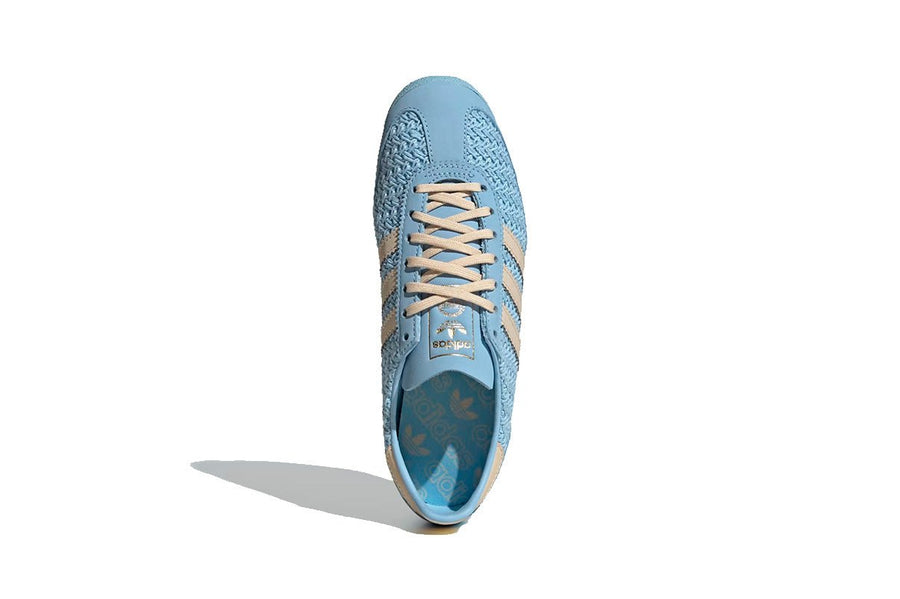 Vista na caixa do Adidas Adidas SL 72 OG Clear Sky Sand Strata Cream White mostrando embalagem original da marca