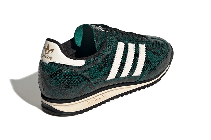 Vista superior do Adidas Adidas SL 72 OG Collegiate Green Snakeskin mostrando abertura, lingueta e cadarços