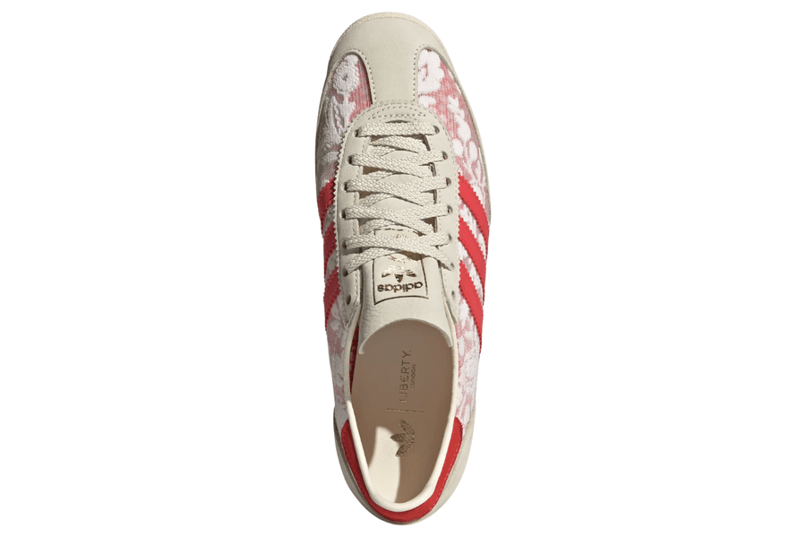 Vista do solado do Adidas Adidas SL 72 OG Liberty London Better Scarlet mostrando padrão de tração e tecnologia de amortecimento