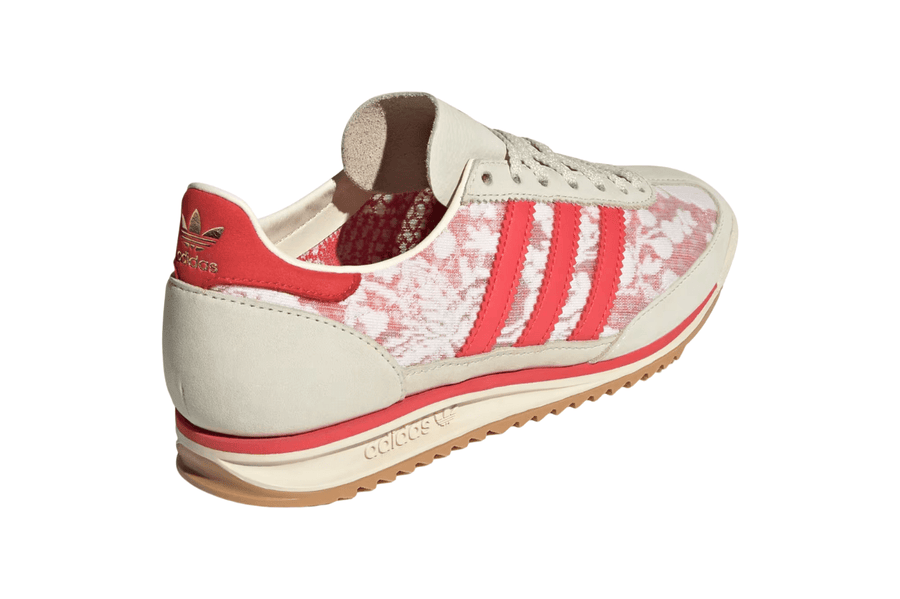 Vista superior do Adidas Adidas SL 72 OG Liberty London Better Scarlet mostrando abertura, lingueta e cadarços