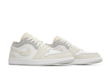 Vista em detalhe do Jordan Nike Air Jordan 1 Low SE Craft Inside Out White Phantom mostrando textura do material e acabamento