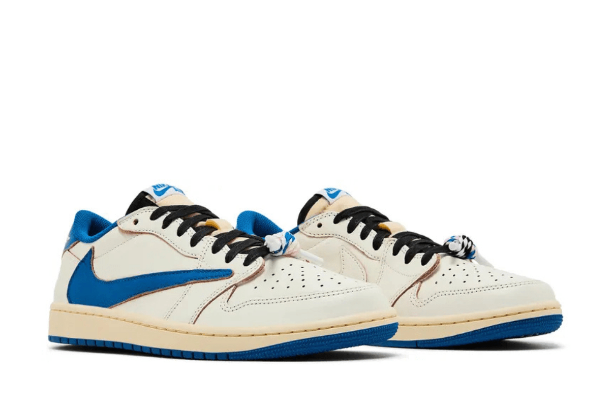 Tênis Air Jordan 1 x Travis Scott Retro Low OG SP Nike Sail Military Blue Couro - Jordan - DM7866 104