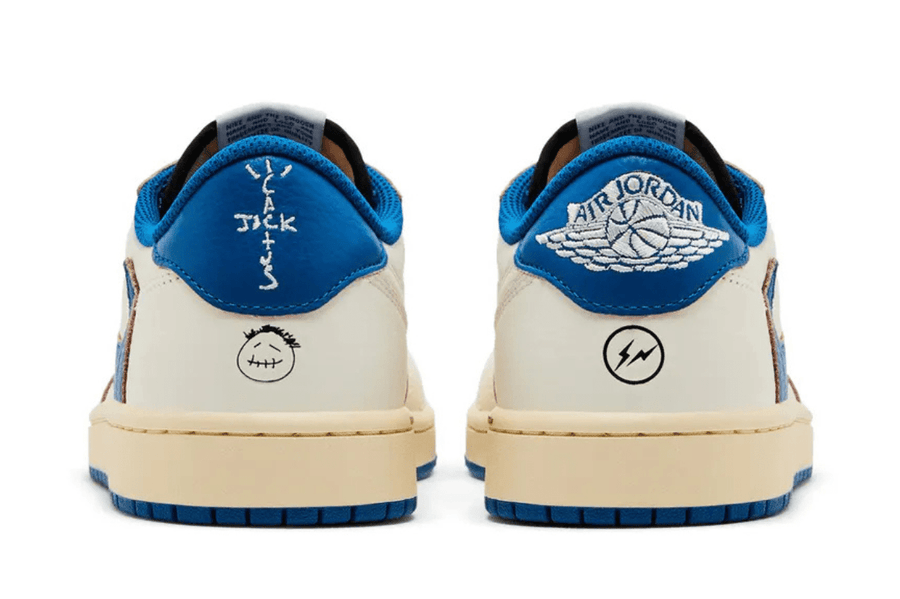 スニーカー NIKE JORDAN 1 LOW OG SP (TD) 8C Travis Tênis Air Jordan 1 Retro Low OG SP Nike Sail Military Blue Couro - LK