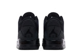 Vista superior do Jordan Nike Air Jordan 3 Retro Black Cat mostrando abertura, lingueta e cadarços