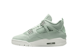 Vista lateral do Jordan Nike Air Jordan 4 Retrô Seafoam mostrando design do cabedal e logo da marca