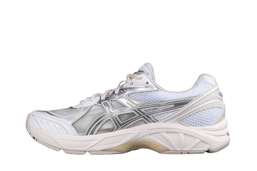 Vista lateral do Asics Asics GT-2160 x Above the Clouds White Pure Silver mostrando design do cabedal e logo da marca