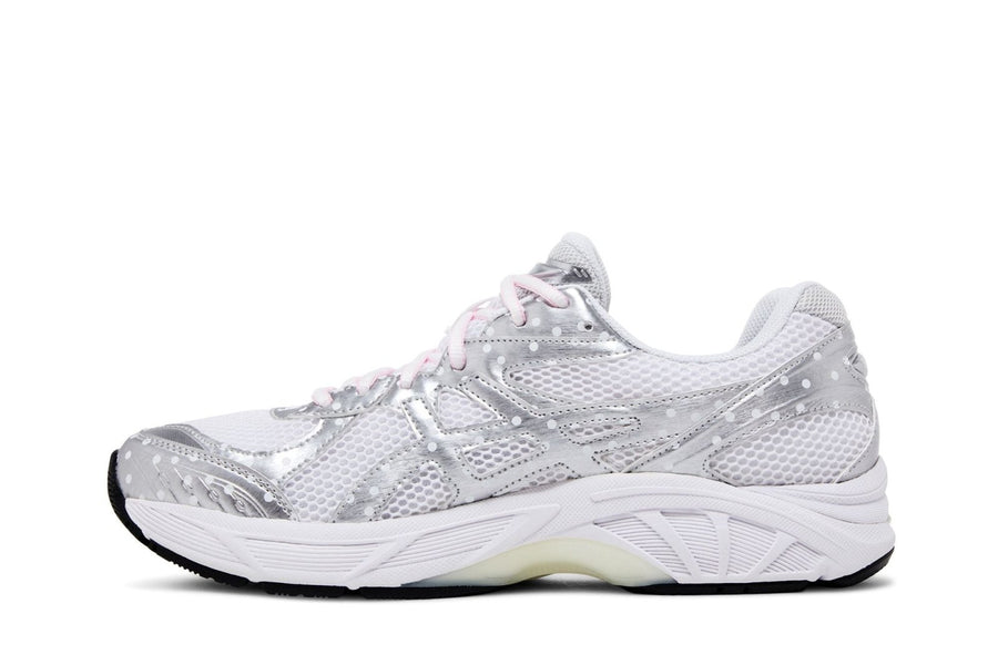 Vista lateral do Asics Asics GT-2160 x PaperGirl Beams White Silver mostrando design do cabedal e logo da marca