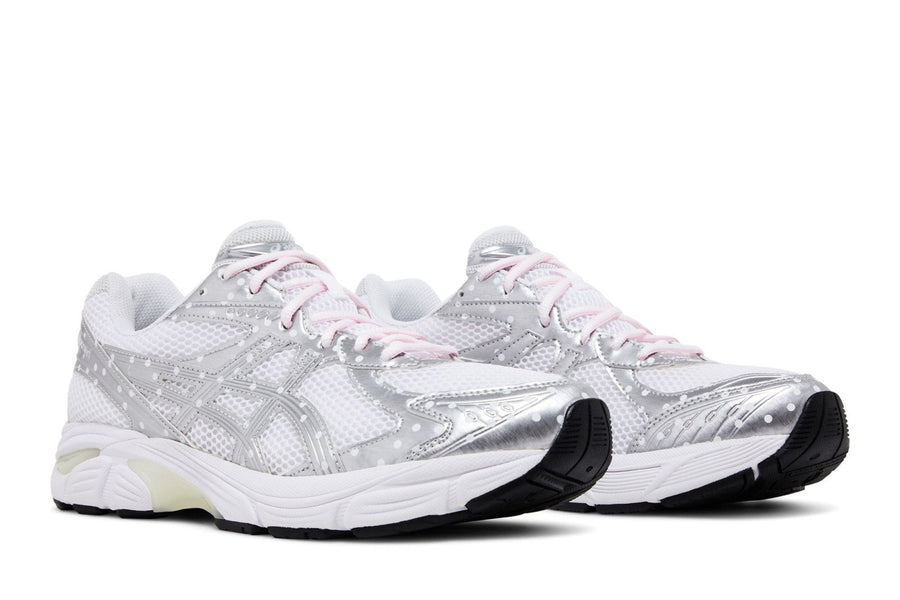 Vista frontal do Asics Asics GT-2160 x PaperGirl Beams White Silver mostrando biqueira e costuras