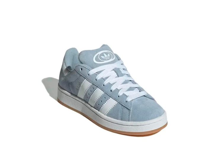 Vista traseira do Adidas Campus 00S Wonder Blue mostrando calcanheira e detalhes do solado