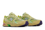 Vista frontal do New Balance New Balance 530 x Salehe Bembury Prosperity Be The Prize mostrando biqueira e costuras