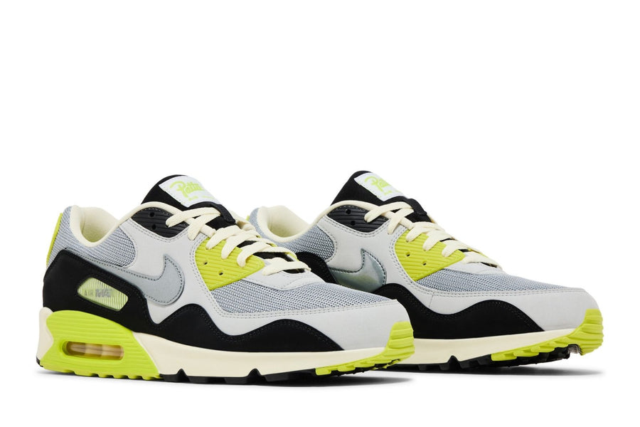 Vista frontal do Nike Nike Air Max 90 x Patta SP Cyber mostrando biqueira e costuras