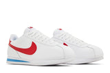 Vista frontal do Nike Nike Cortez Forrest Gump 2024 mostrando biqueira e costuras