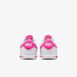 Vista superior do Nike Nike Cortez White Laser Fuchsia mostrando abertura, lingueta e cadarços