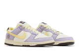 Vista frontal do Nike Nike Dunk Low PRM Lilac Bloom Colorido mostrando biqueira e costuras