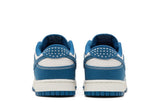 Vista superior do Nike Nike Dunk Low Sashiko Industrial Blue mostrando abertura, lingueta e cadarços