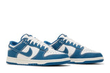 Vista frontal do Nike Nike Dunk Low Sashiko Industrial Blue mostrando biqueira e costuras