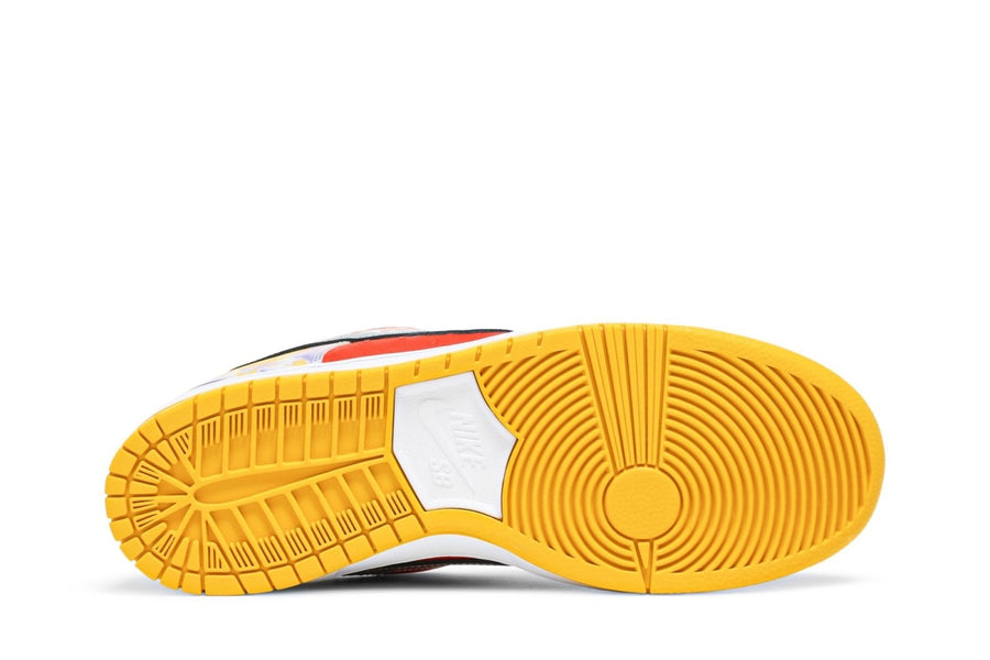 Vista traseira do Nike Nike Sb Dunk Low Street Hawker Colorido mostrando calcanheira e detalhes do solado