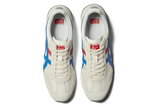 Vista do solado do Onitsuka Tiger Onitsuka Tiger California 78 EX Monument Cream/Directoire Blue Off White mostrando padrão de tração e tecnologia de amortecimento