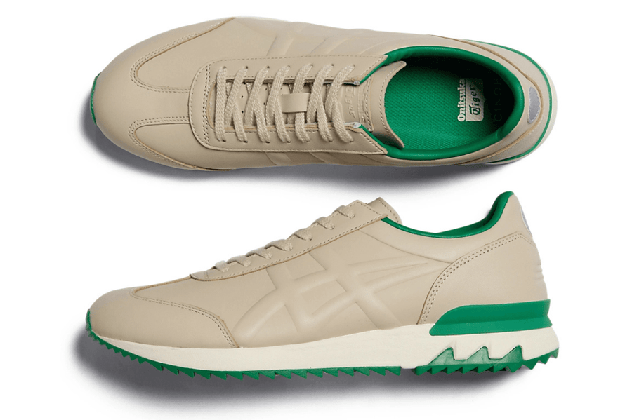 Vista traseira do Onitsuka Tiger Onitsuka Tiger California 78 EX Putty/Green mostrando calcanheira e detalhes do solado