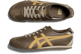 Vista traseira do Onitsuka Tiger Onitsuka Tiger Mexico 66 Clay Canyon/Paper Bag mostrando calcanheira e detalhes do solado