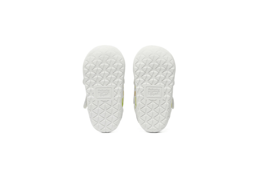 Vista na caixa do Onitsuka Tiger Onitsuka Tiger Mexico 66 First Kids White/Huddle Yellow mostrando embalagem original da marca
