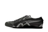 Vista lateral do Onitsuka Tiger Onitsuka Tiger Mexico 66 Glitter Pack Black Gunmetal mostrando design do cabedal e logo da marca