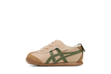 Vista lateral do Onitsuka Tiger Onitsuka Tiger Mexico 66 Kids Beige/Green mostrando design do cabedal e logo da marca