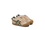 Vista traseira do Onitsuka Tiger Onitsuka Tiger Mexico 66 Kids Beige/Green mostrando calcanheira e detalhes do solado