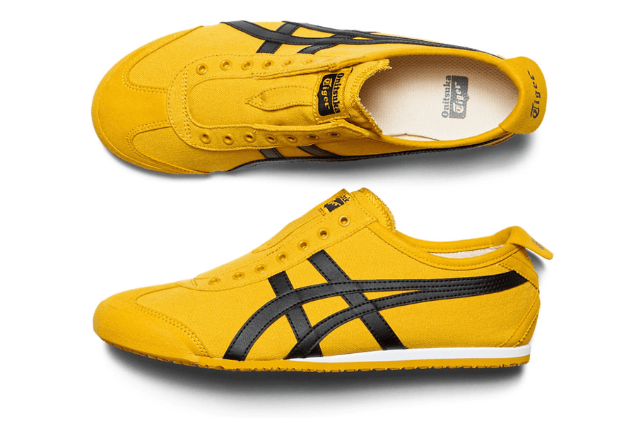 Vista em detalhe do Onitsuka Tiger Onitsuka Tiger Mexico 66 Kill Bill Slip-On mostrando textura do material e acabamento