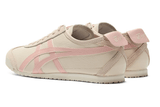 Vista frontal do Onitsuka Tiger Onitsuka Tiger Mexico 66 Oatmeal Ginger Peach mostrando biqueira e costuras