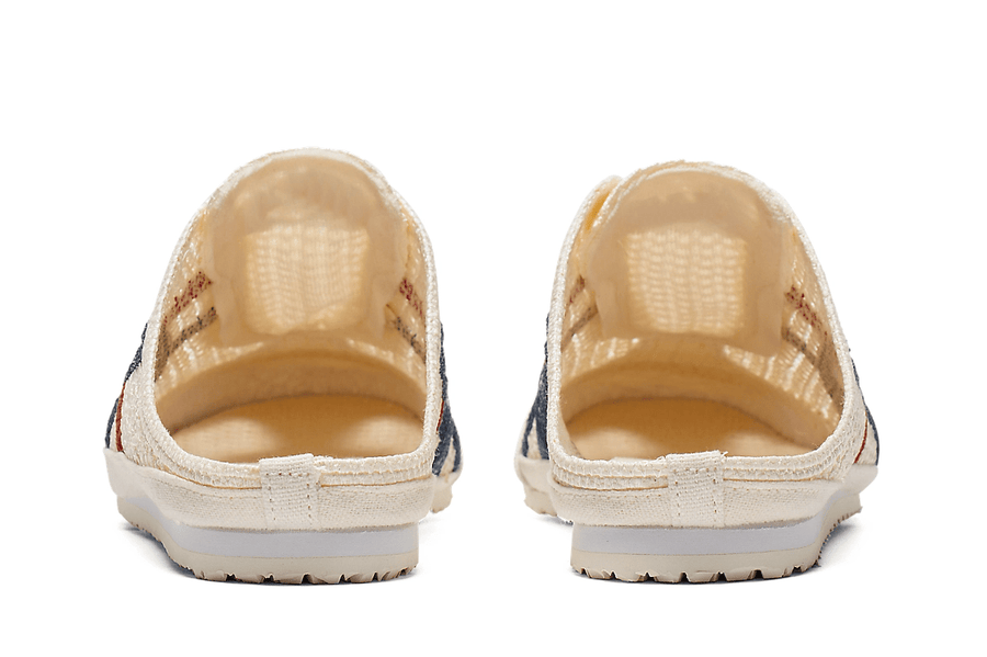 Vista superior do Onitsuka Tiger Onitsuka Tiger Mexico 66 Sabot Cream Mako Blue mostrando abertura, lingueta e cadarços