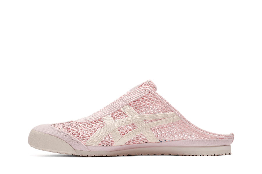 Vista lateral do Onitsuka Tiger Onitsuka Tiger Mexico 66 Sabot Crystal Pink Cream mostrando design do cabedal e logo da marca