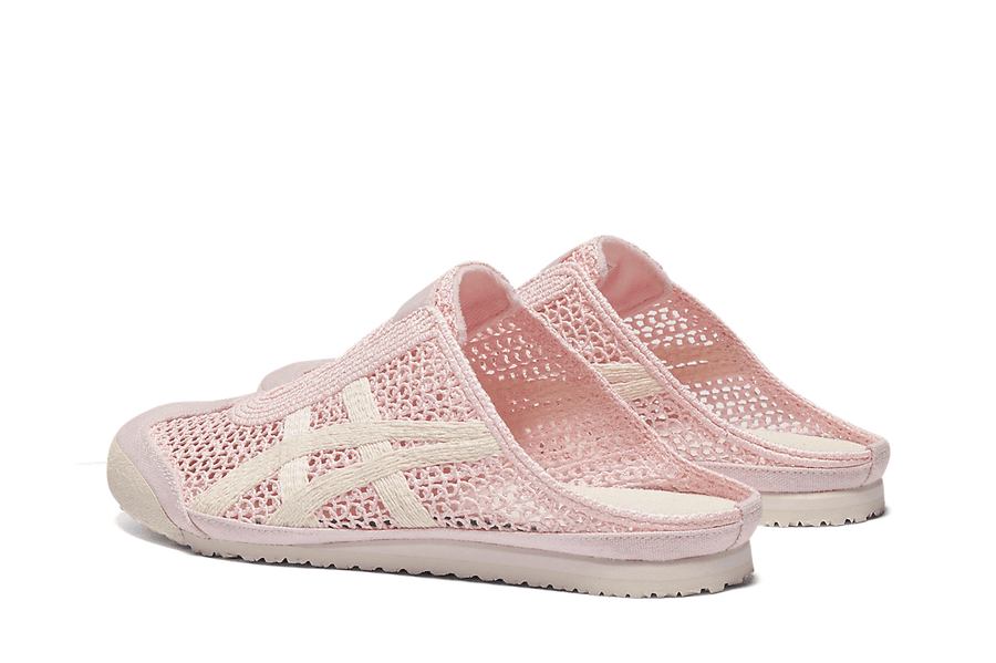 Vista superior do Onitsuka Tiger Onitsuka Tiger Mexico 66 Sabot Crystal Pink Cream mostrando abertura, lingueta e cadarços