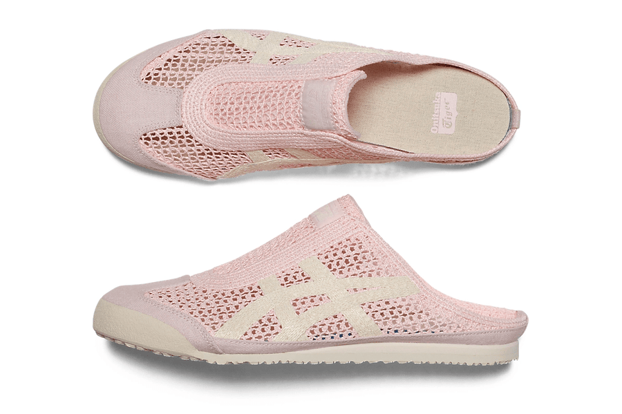 Vista na caixa do Onitsuka Tiger Onitsuka Tiger Mexico 66 Sabot Crystal Pink Cream mostrando embalagem original da marca