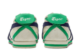 Vista frontal do Onitsuka Tiger Onitsuka Tiger Mexico 66 SD Birch Peacoat Green mostrando biqueira e costuras