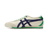 Vista lateral do Onitsuka Tiger Onitsuka Tiger Mexico 66 SD Birch Peacoat Green mostrando design do cabedal e logo da marca