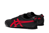 Vista superior do Onitsuka Tiger Onitsuka Tiger Mexico 66 SD Black Classic Red mostrando abertura, lingueta e cadarços