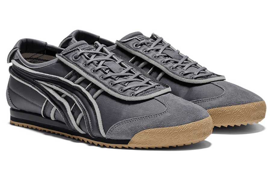 Vista traseira do Onitsuka Tiger Onitsuka Tiger Mexico 66 SD Exposed Metropolis mostrando calcanheira e detalhes do solado