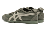 Vista frontal do Onitsuka Tiger Onitsuka Tiger Mexico 66 SD Vin Mantle Green Ivory mostrando biqueira e costuras
