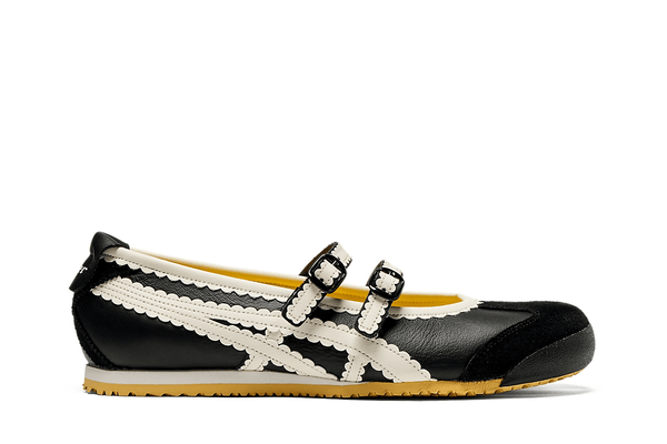 Tênis Onitsuka Tiger Mexico 66 TGRS em preto e creme com detalhes brancos