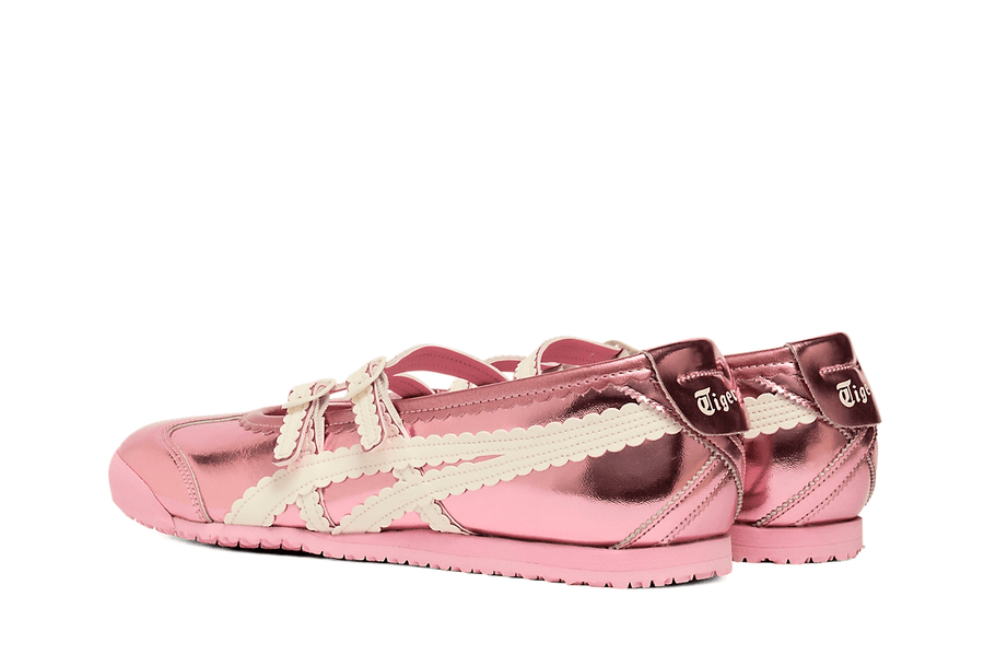 Vista superior do Onitsuka Tiger Onitsuka Tiger Mexico 66 TGRS Crystal Pink/Cream mostrando abertura, lingueta e cadarços