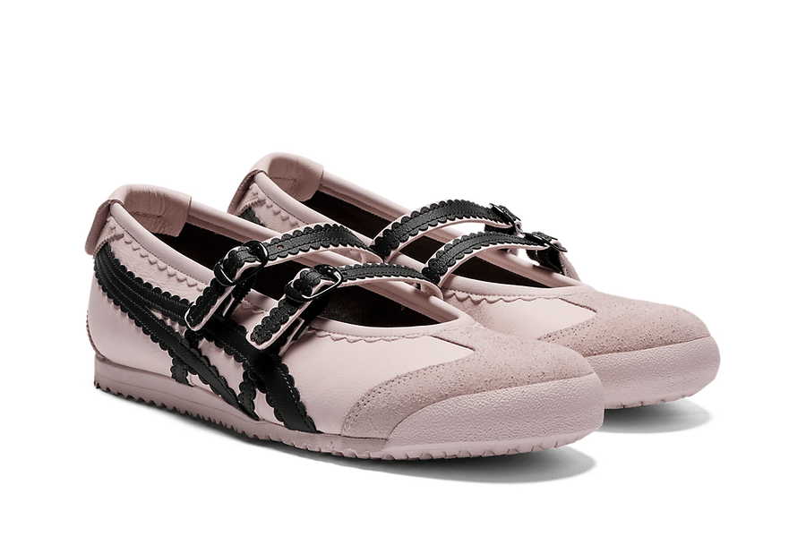 Vista traseira do Onitsuka Tiger Onitsuka Tiger Mexico 66 TGRS Crystal Pink/Graphite Grey mostrando calcanheira e detalhes do solado