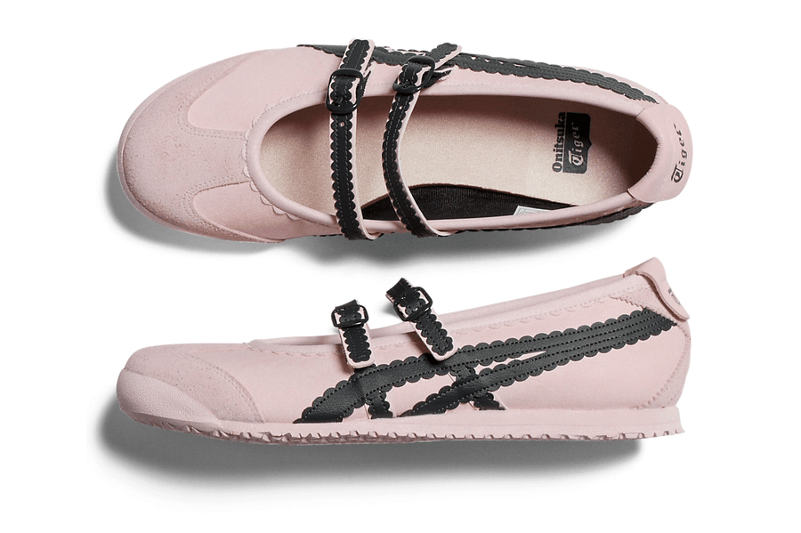 Vista na caixa do Onitsuka Tiger Onitsuka Tiger Mexico 66 TGRS Crystal Pink/Graphite Grey mostrando embalagem original da marca