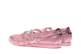 Vista superior do Onitsuka Tiger Onitsuka Tiger Mexico 66 TGRS Pink Cameo/Cotton Candy Glitter Pack mostrando abertura, lingueta e cadarços