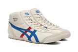 Vista traseira do Onitsuka Tiger Onitsuka Tiger Mexico Mid Runner Cream/Directoire Blue mostrando calcanheira e detalhes do solado